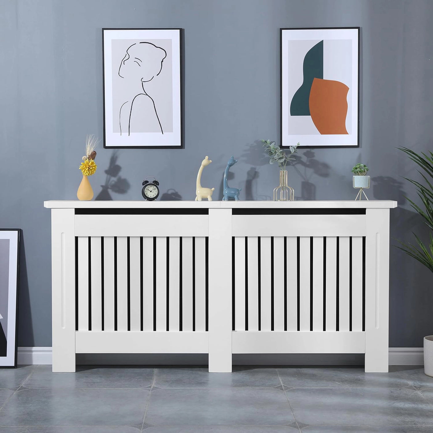 Chelsea White Radiator Cover,  Vertical Wooden Slats