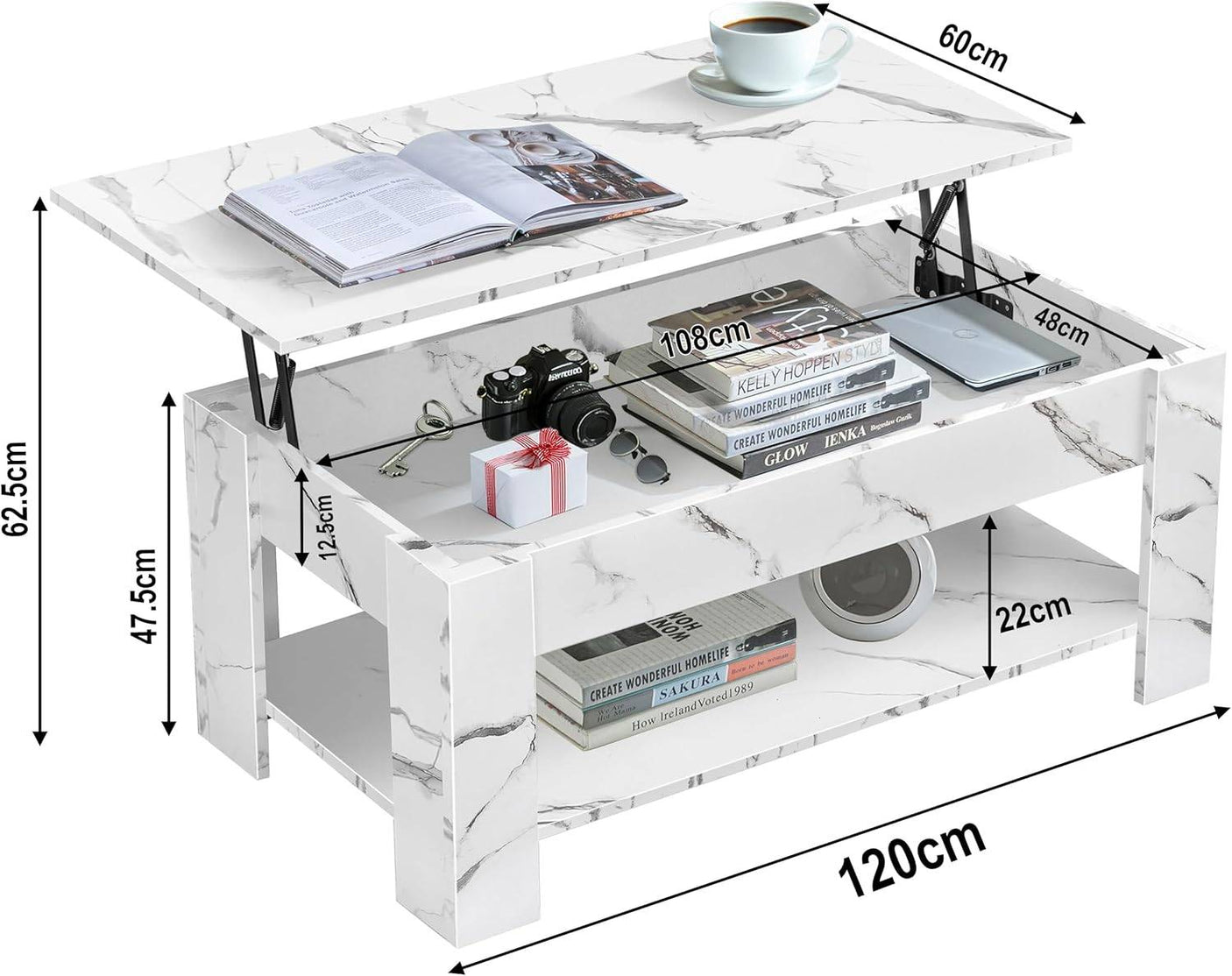Blisswood Lift Up Modern Coffee Table with Storage