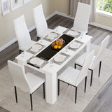 White & Black Gloss 4-6 Seater Dining Table and Chairs Set