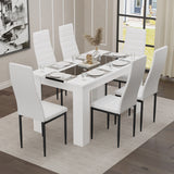 White & Black Gloss 4-6 Seater Dining Table and Chairs Set