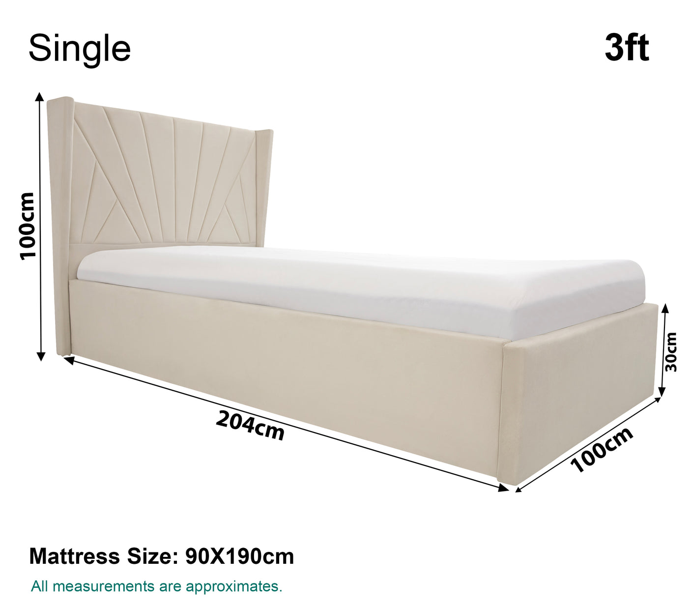 Blisswood Velvet Sunrise Design Ottoman Storage Bed