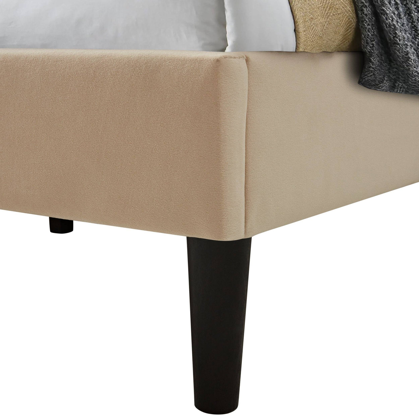 Blisswood Chesterfield Bed Frame - Luxurious Velvet Cream Upholstery, Adjustable Headboard