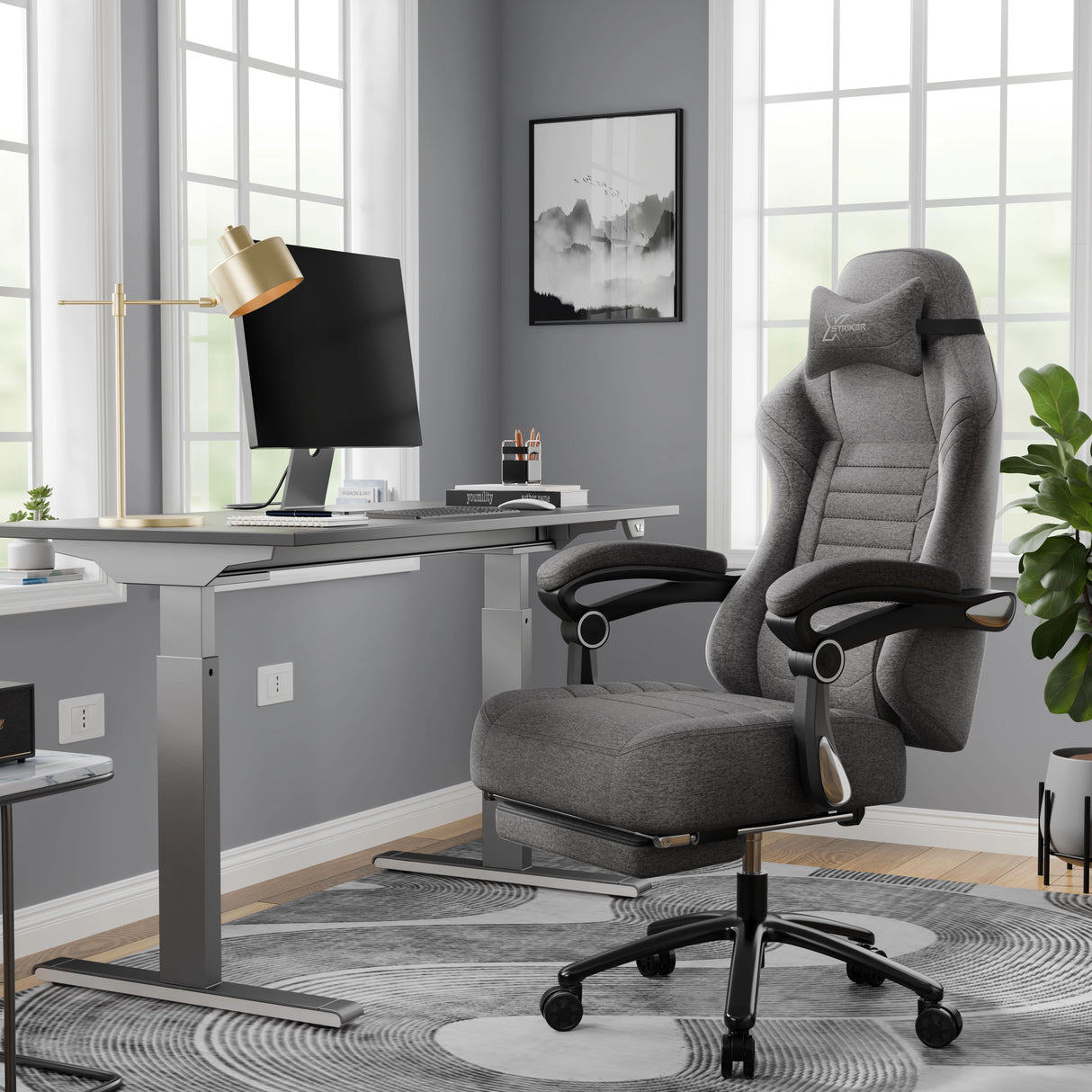 Xstriker Ergonomic Gaming Chair with Footrest & Thick Cushion Backrest