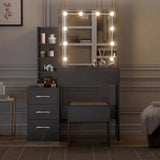 Hollywood Mirror Dressing Table with Storage, Drawers Vanity Makeup Desk