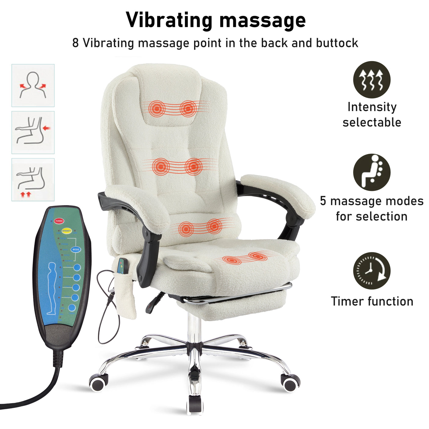 Ergonomic 8 Point Office Massage Chair | Recliner With Footrest