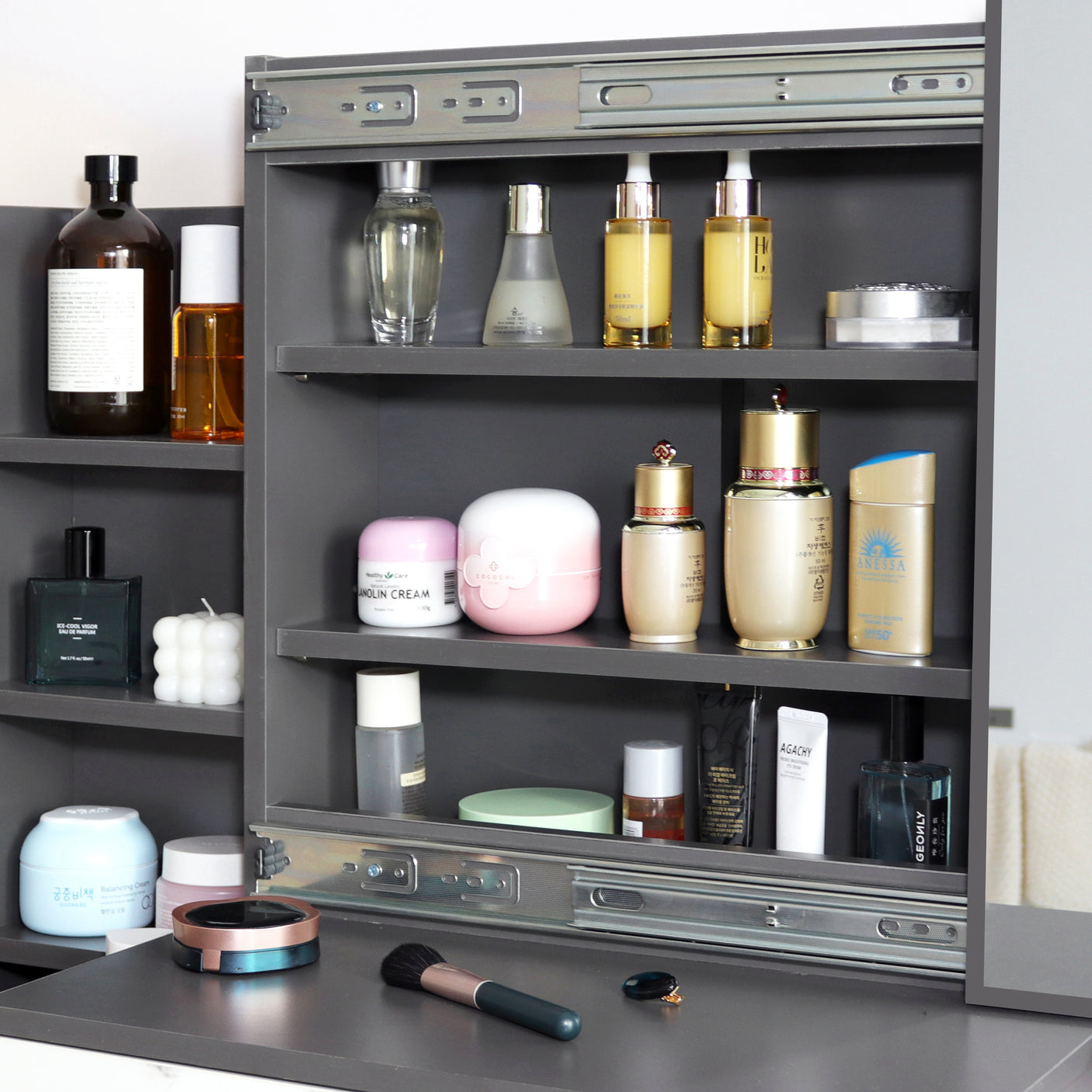 Dressing Table with Storage, Drawers and Mirror - Vanity Makeup Table