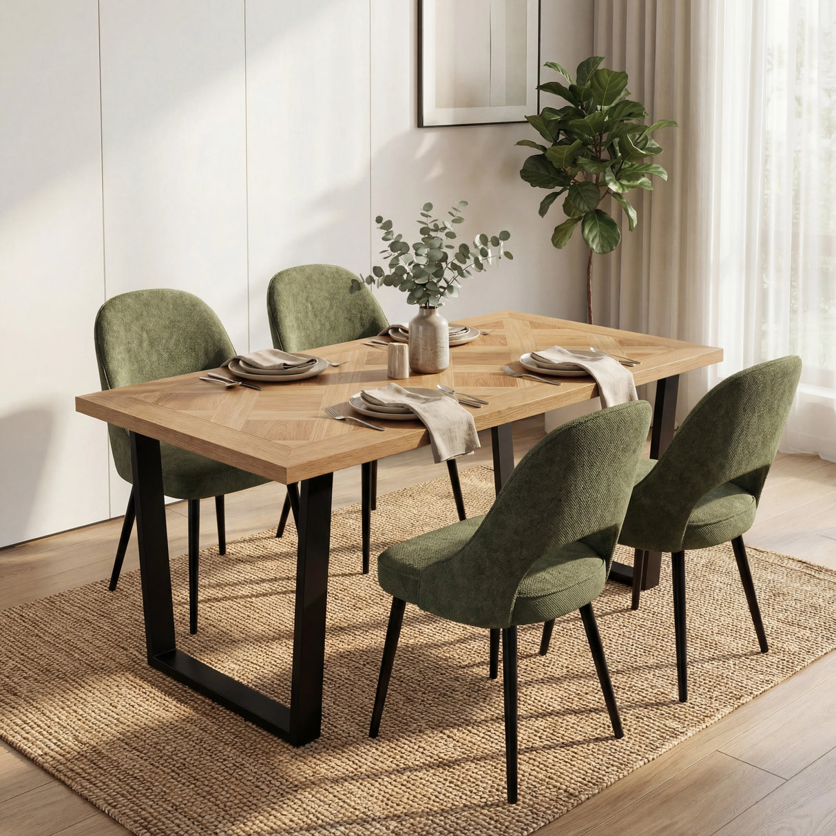 Aldridge 4 and 6 Seater Dining Table and Chairs Set