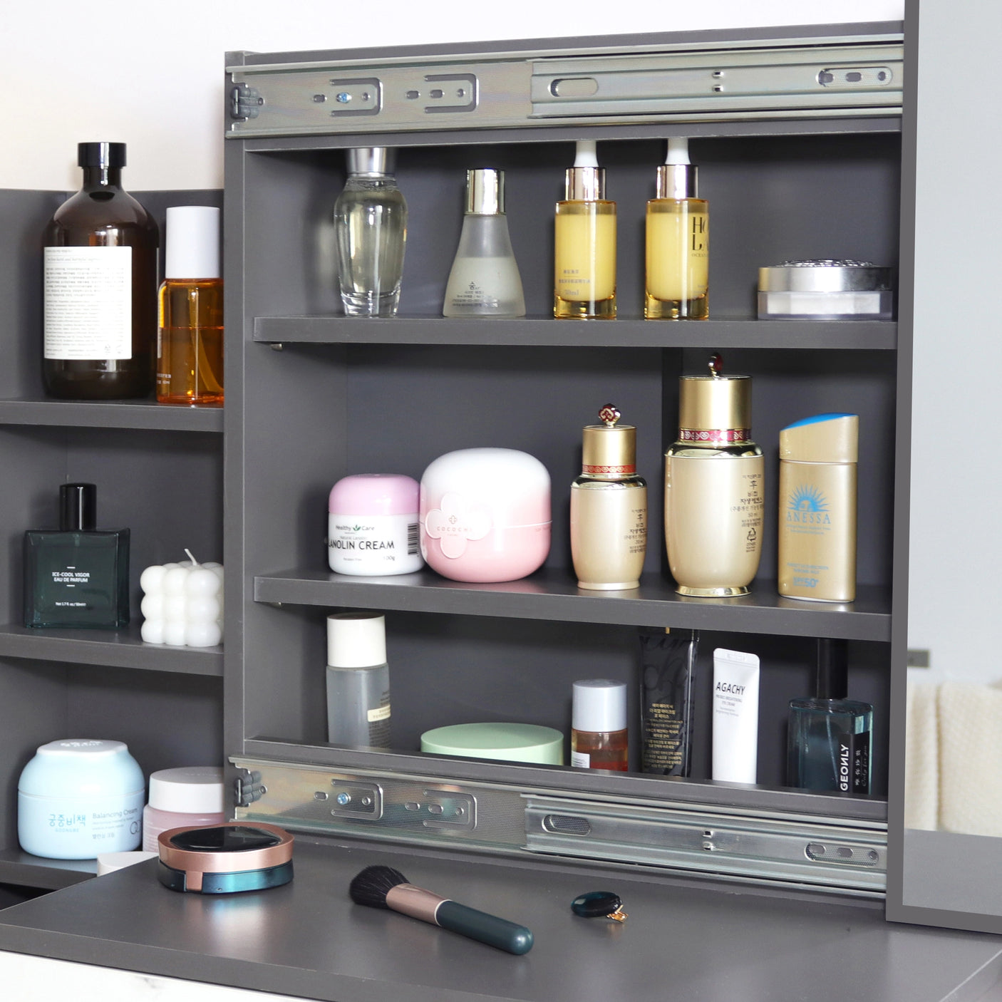 Dressing Table with Storage, Drawers and Mirror - Vanity Makeup Table