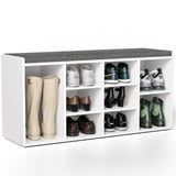 Hallway Shoe Storage Bench With Cushion & Adjustable Shelves
