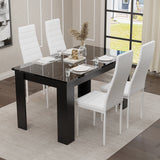 Compact Black Marble Finish Kitchen Table and Chairs Set