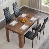 Warm Pine Dining Table Set Of 4 With Modern Padded Chairs