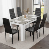 Stylish Grey Marble Finish Dining Table Set with 4 Padded Chairs