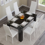Compact Black Marble Finish Kitchen Table and Chairs Set