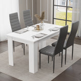 Minimalist Dining Set For 4 With Padded Chairs – Compact White Table