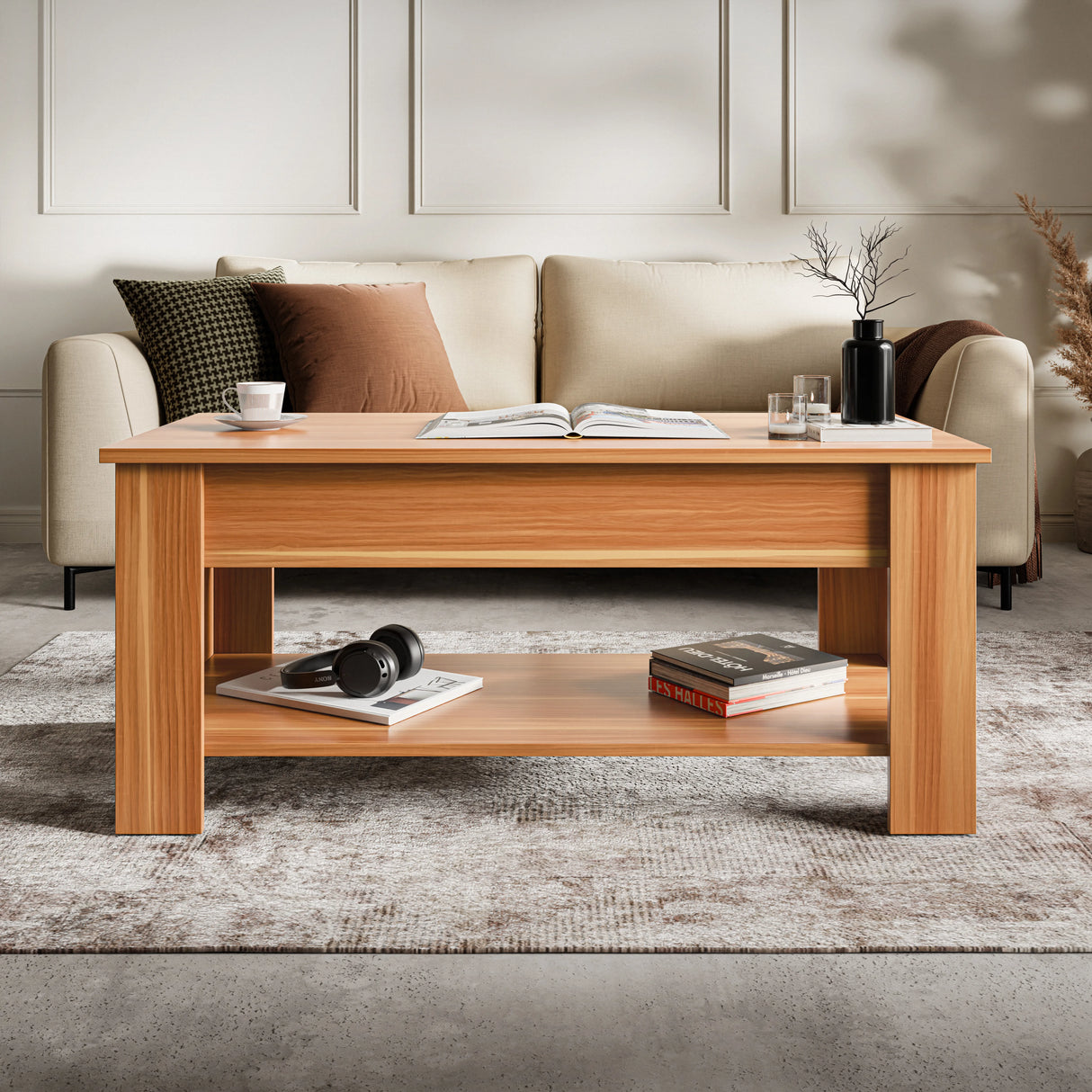 Lift top Coffee Table with Storage | Lift up Center Table 100cm Wide