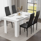 Minimalist Dining Set For 4 With Padded Chairs – Compact White Table