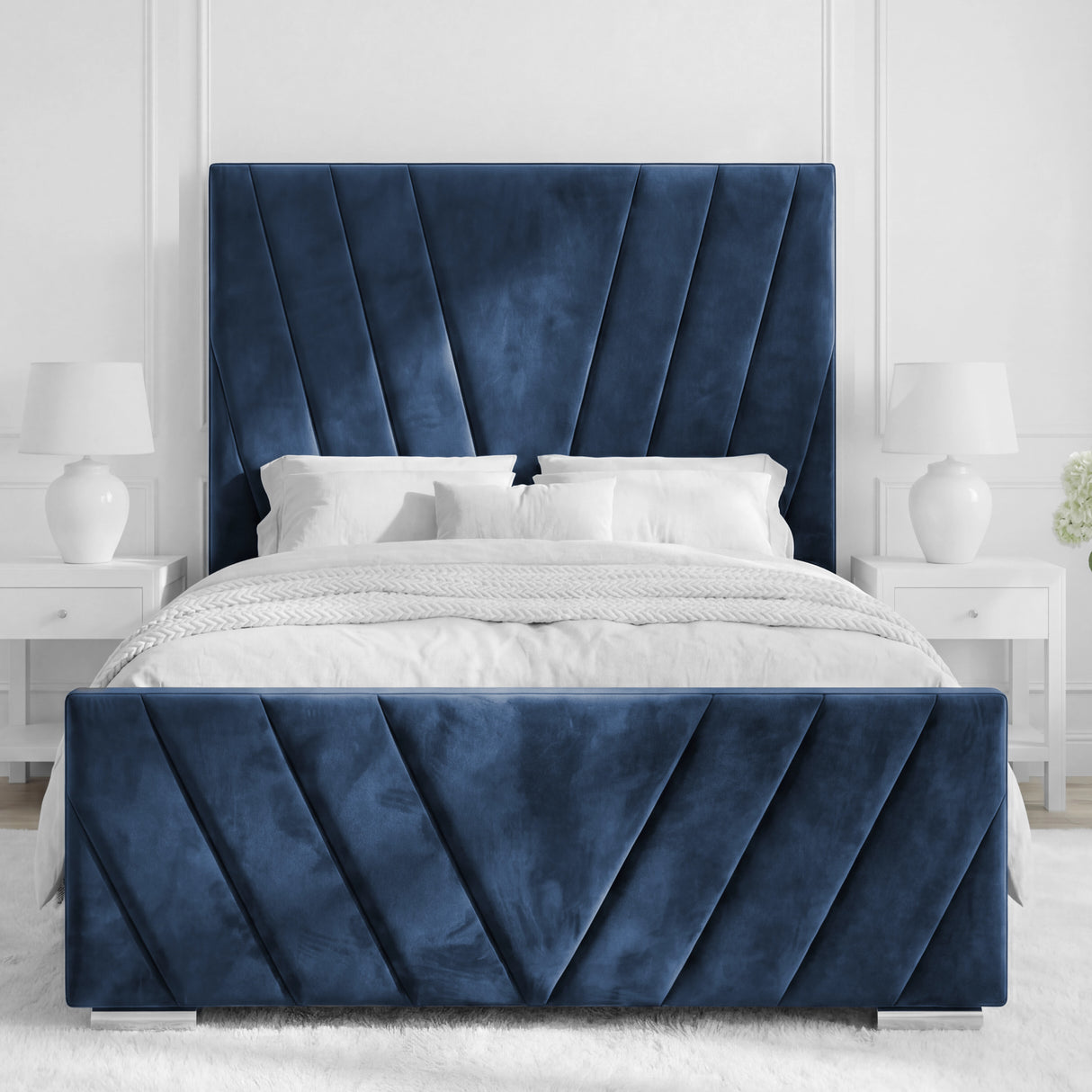 Luxury V Design Ottoman Bed Frame - Velvet Ottoman Storage Bed