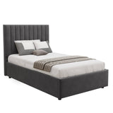 Blisswood Velvet Quilted Vertical Line Ottoman Storage Bed With Mattress