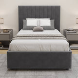 Blisswood Velvet Quilted Vertical Line Ottoman Storage Bed With Mattress