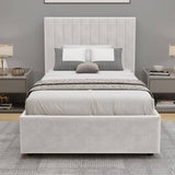 Blisswood Velvet Quilted Vertical Line Ottoman Storage Bed With Mattress