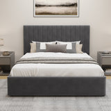 Blisswood Velvet Quilted Vertical Line Ottoman Storage Bed With Mattress