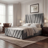 Luxury V Design Ottoman Bed Frame - Velvet Ottoman Storage Bed