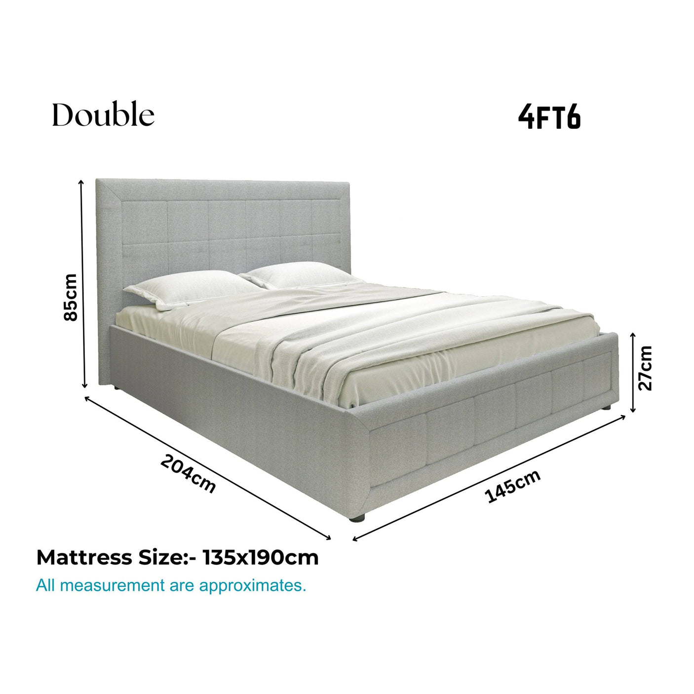 Blisswood Ottoman Bed With 8" Mattress, Grey Linen