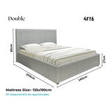 Blisswood Ottoman Bed With 8" Mattress, Grey Linen
