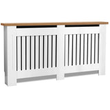 Radiator Cover With Oak Top - Vertical Slatted Design