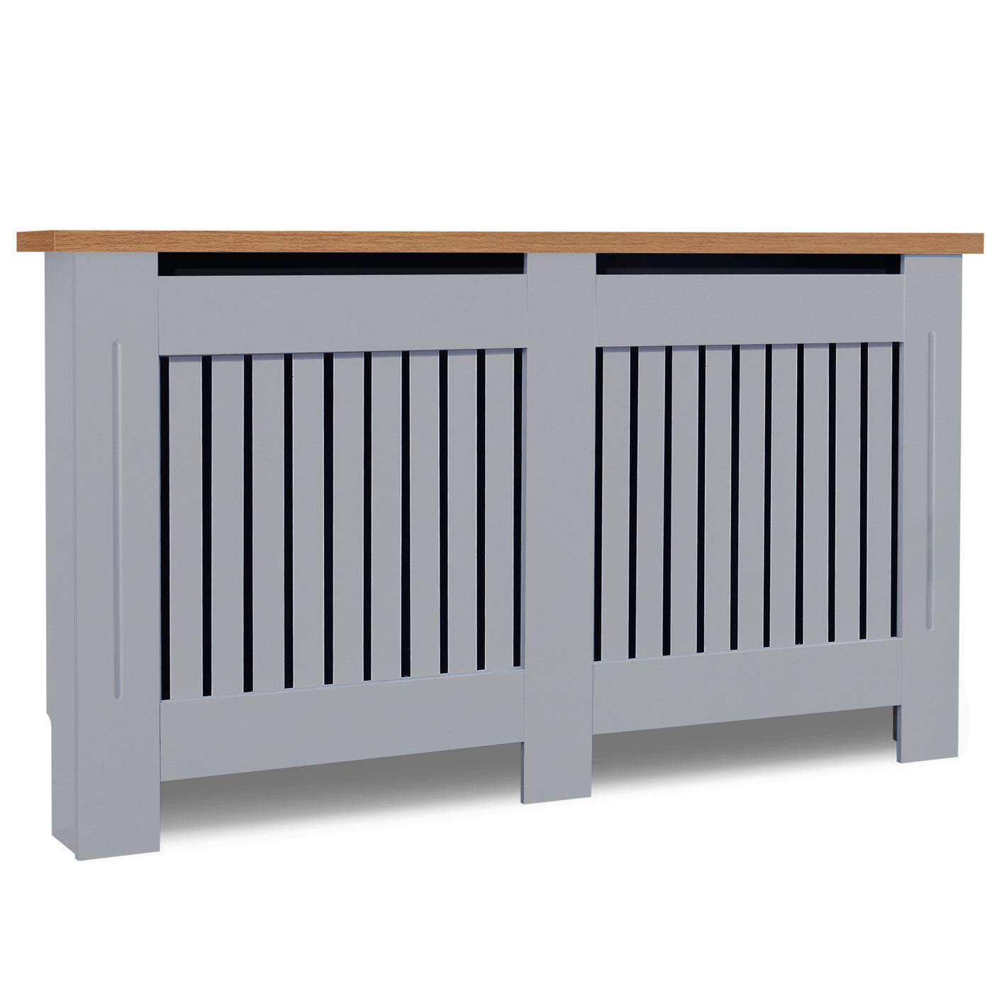 Radiator Cover With Oak Top - Vertical Slatted Design