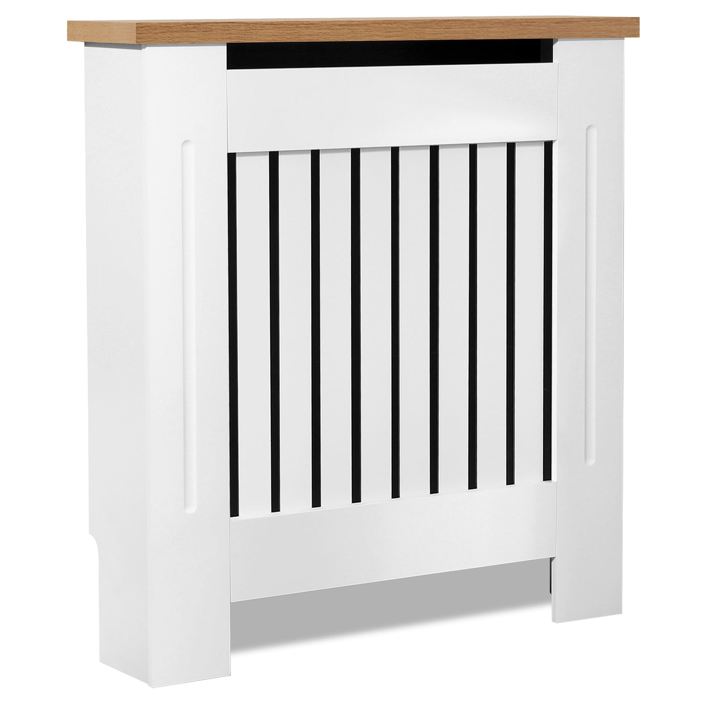 Radiator Cover With Oak Top - Vertical Slatted Design