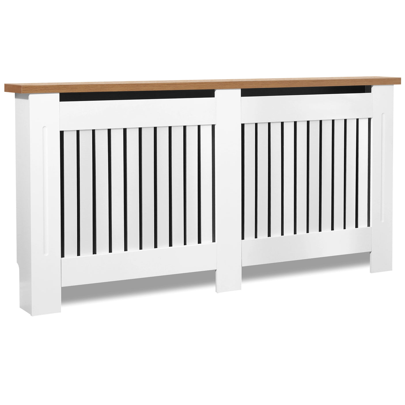 Radiator Cover With Oak Top - Vertical Slatted Design