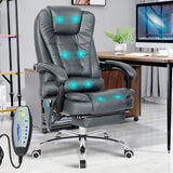 Ergonomic massage office chair with remote control, reclining function, and lumbar support.