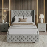 Cross Pattern Velvet Ottoman Storage Bed - Winged Bed Frame