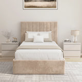 Vertical Line Ottoman Storage Bed - Velvet Ottoman Bed Frame