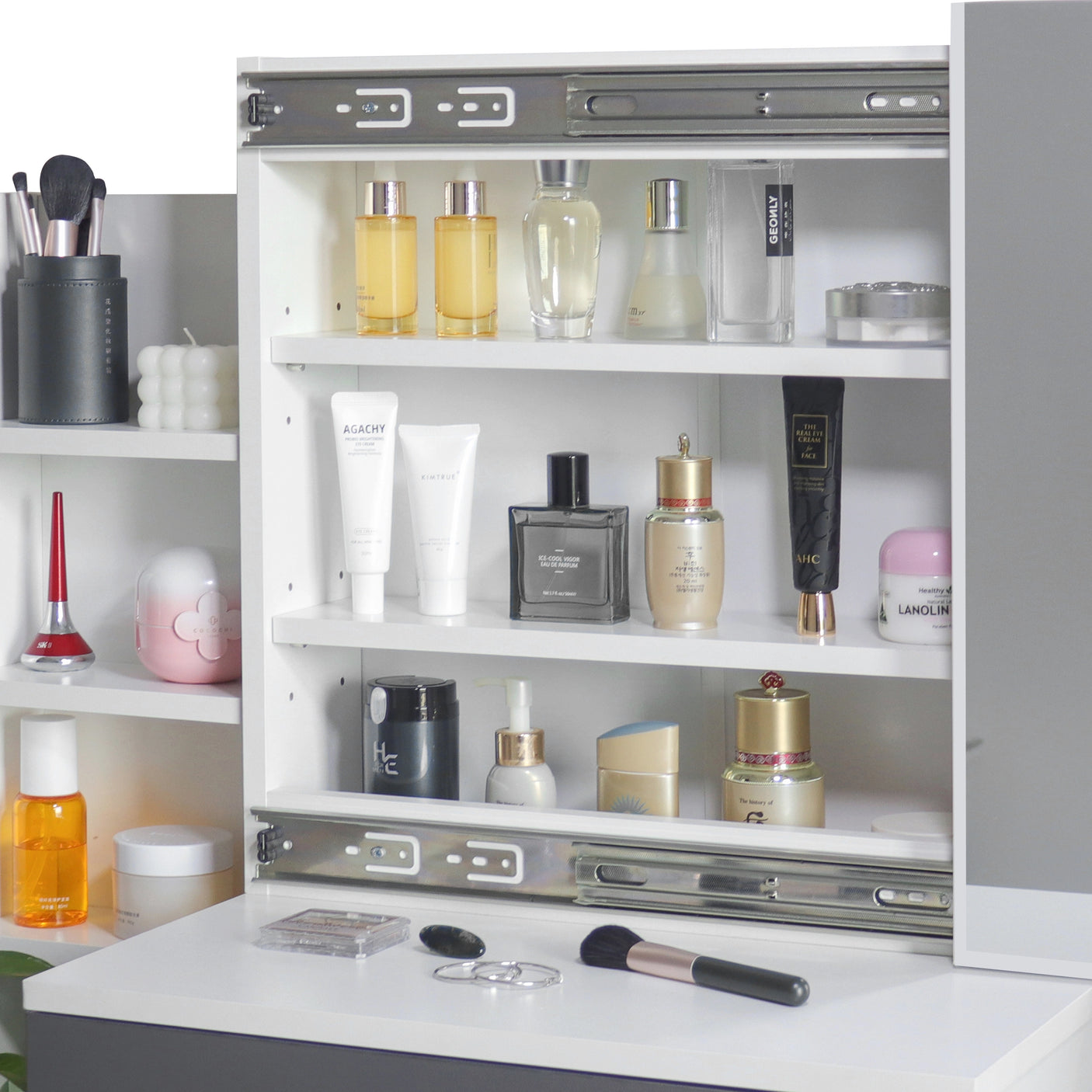 Dressing Table with Storage, Drawers and Mirror - Vanity Makeup Table