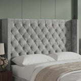 Cross Pattern Velvet Ottoman Storage Bed - Winged Bed Frame