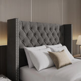 Cross Pattern Velvet Ottoman Storage Bed - Winged Bed Frame