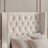 Cross Pattern Velvet Ottoman Storage Bed - Winged Bed Frame