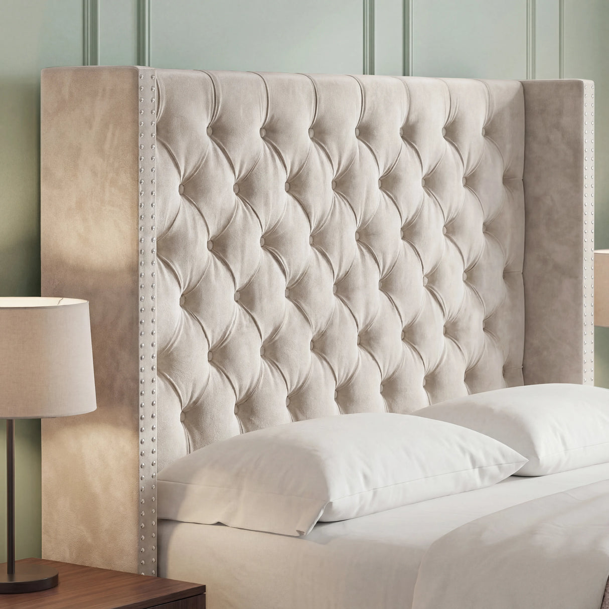 Cross Pattern Velvet Ottoman Storage Bed - Winged Bed Frame