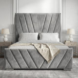 Luxury V Design Ottoman Bed Frame - Velvet Ottoman Storage Bed