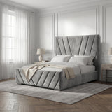 Luxury V Design Ottoman Bed Frame - Velvet Ottoman Storage Bed