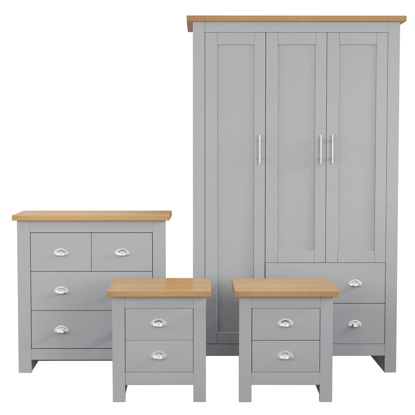 Shaker 4 Piece Bedroom Set - Wardrobe and Chest of Drawers