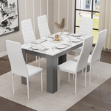 Modern Dining Table Set With 6 Padded Chairs – Multiple Colours