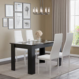 Compact Black Marble Finish Kitchen Table and Chairs Set