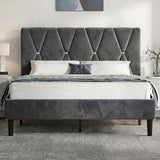 Velvet Double Bed Frame with Headboard Upholstered King Size Bed Frame
