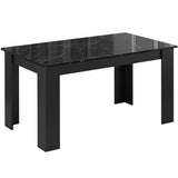 Compact Black Marble Finish Kitchen Table and Chairs Set