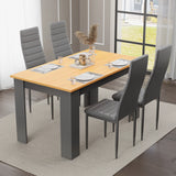 Warm Pine Dining Table Set Of 4 With Modern Padded Chairs