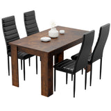 Warm Pine Dining Table Set Of 4 With Modern Padded Chairs