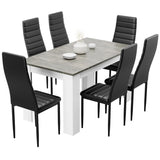 Stylish Grey Marble Finish Dining Table Set with 4 Padded Chairs